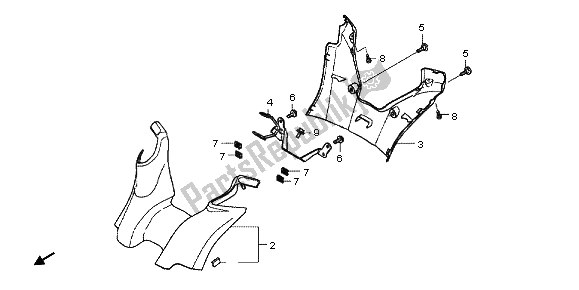 All parts for the Handle Cover of the Honda VFR 800X 2012