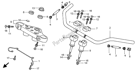 All parts for the Handle Pipe & Top Bridge of the Honda VT 750C2 1999