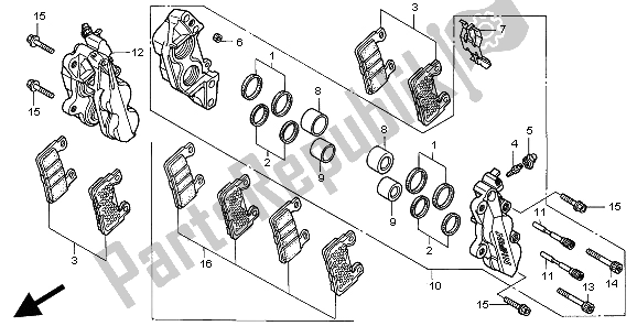 All parts for the Front Brake Caliper of the Honda CBR 900 RR 1998