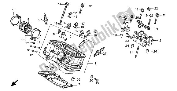 All parts for the Rear Cylinder Head of the Honda XRV 750 Africa Twin 1999