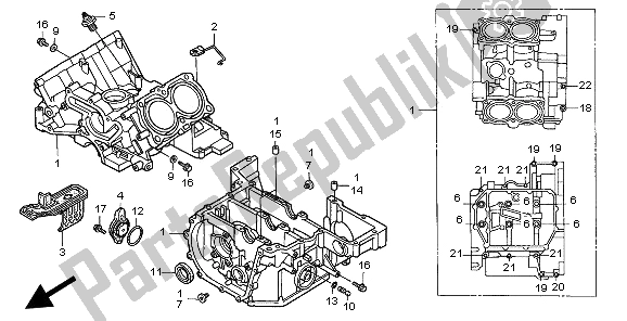 All parts for the Crankcase of the Honda ST 1100A 1997