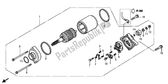 All parts for the Starting Motor of the Honda TRX 420 FE Fourtrax Rancher 4X4 ES 2011