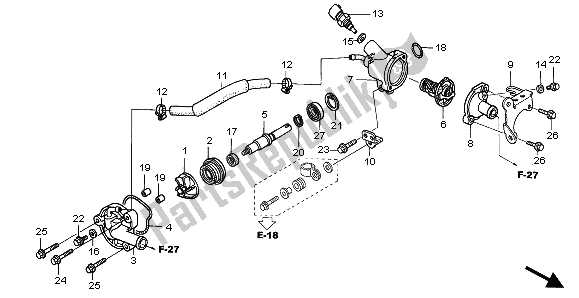 Tutte le parti per il Pompa Dell'acqua del Honda SH 150R 2008