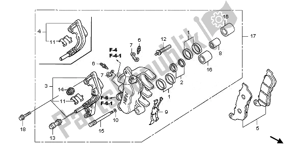 All parts for the Front Brake Caliper of the Honda NSS 250A 2008