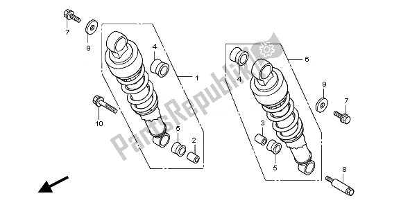 All parts for the Rear Cushion of the Honda VT 750C2S 2010