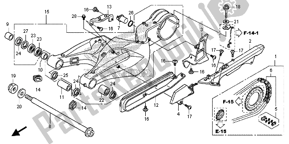 All parts for the Swingarm of the Honda CB 1000 RA 2013