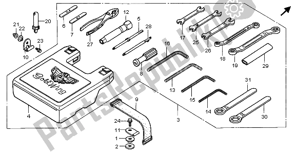 Todas las partes para Herramientas de Honda GL 1500A 1996