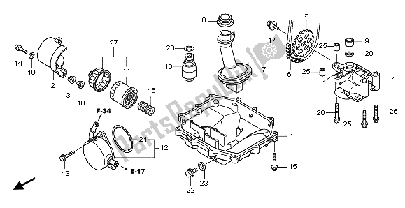 All parts for the Oil Pan & Oil Pump of the Honda CBF 1000 2007