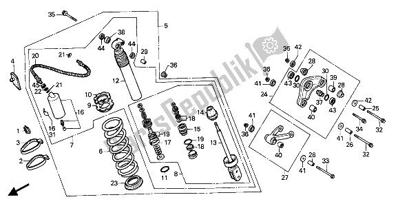 All parts for the Rear Cushion of the Honda CR 80R 1988