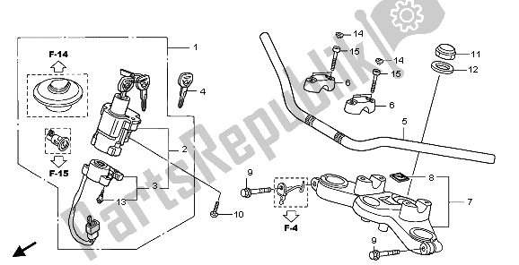All parts for the Handle Pipe & Top Bridge of the Honda XL 125V 2009