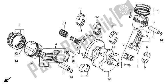 All parts for the Crankshaft & Piston of the Honda VFR 800 2007