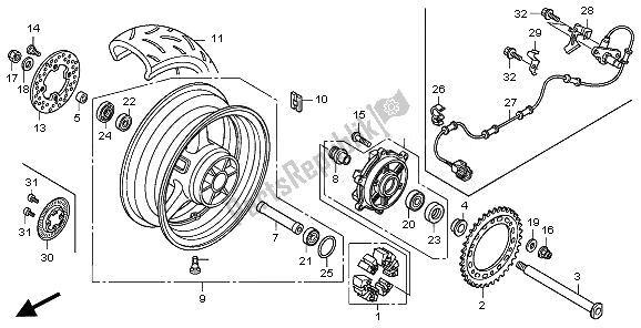 All parts for the Rear Wheel of the Honda CBR 1000 RA 2011