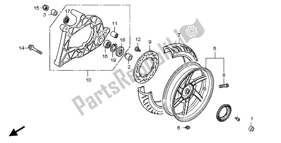 All parts for the Rear Wheel & Swingarm of the Honda SH 300 2011
