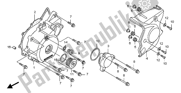 All parts for the Left Crankcase Cover of the Honda CB 1300A 2007