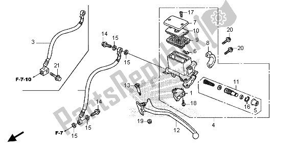 All parts for the Rear Brake Master Cylinder of the Honda SH 125 AD 2013