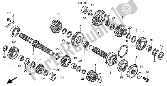 All parts for the Transmission of the Honda XL 1000V 2002