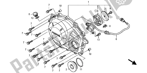 All parts for the Right Crankcase Cover of the Honda CBF 1000 FT 2012