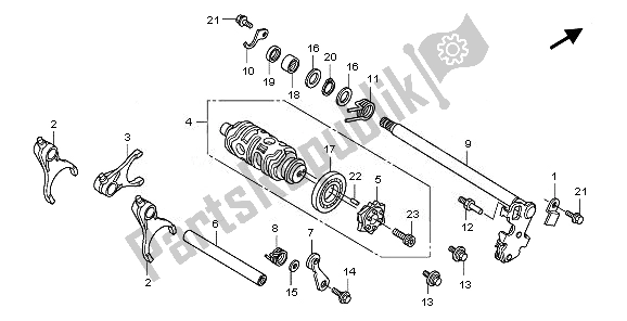 All parts for the Gearshift Drum of the Honda CBR 1000 RR 2010