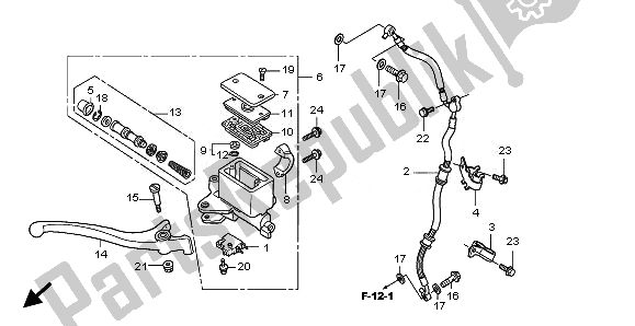 All parts for the Fr. Brake Master Cylinder of the Honda SH 150R 2010