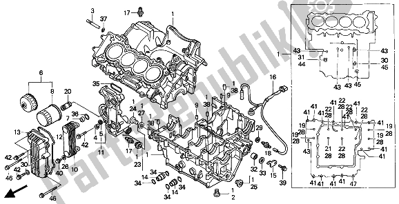 All parts for the Crankcase Set of the Honda CBR 600F 1994