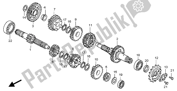 All parts for the Transmission of the Honda CA 125 1995