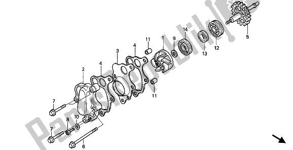 Todas las partes para Bomba De Agua de Honda CR 500R 2 1992