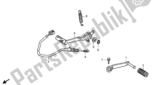 All parts for the Pedal of the Honda VTR 250 2009