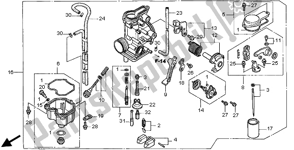 All parts for the Carburetor of the Honda XR 400R 1999