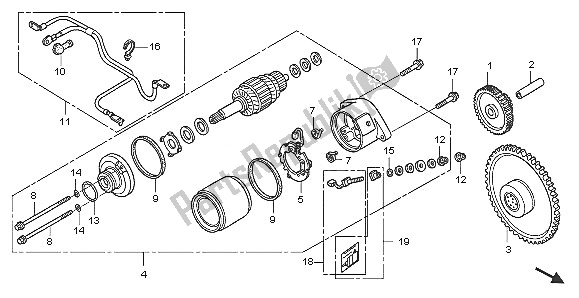 All parts for the Starting Motor of the Honda SH 150 2005