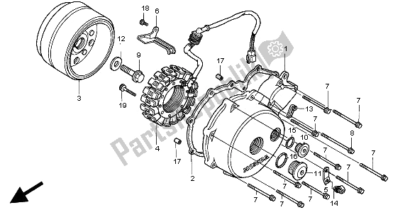 Tutte le parti per il Coperchio Carter Sinistro E Generatore del Honda VT 750C 1997