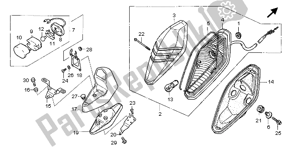 All parts for the Taillight of the Honda VTX 1300S 2007