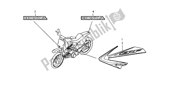 Alle onderdelen voor de Streep & Merk van de Honda CRF 70F 2012