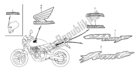 Todas as partes de Marca do Honda CB 600F Hornet 2004