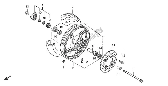 Tutte le parti per il Ruota Anteriore del Honda SH 150 2005