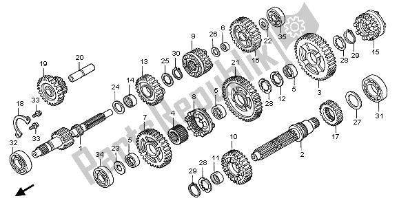 All parts for the Transmission of the Honda TRX 350 FE Fourtrax Rancher 4X4 ES 2002