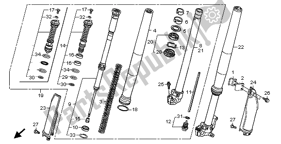 Todas las partes para Tenedor Frontal de Honda CRF 250R 2007