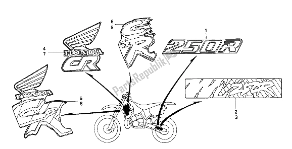 Todas las partes para Marca de Honda CR 250R 1992