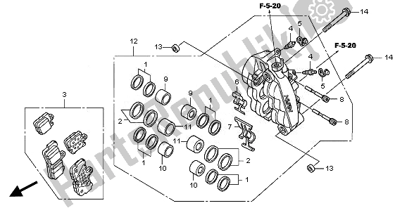 All parts for the L. Front Brake Caliper of the Honda VFR 1200 FD 2011