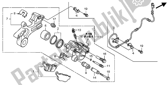 All parts for the Rear Brake Caliper of the Honda CBR 250 RA 2011