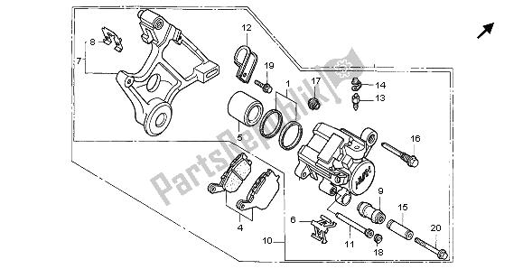 All parts for the Rear Brake Caliper of the Honda CBR 900 RR 1996