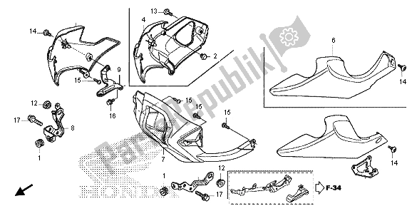 All parts for the Under Cowl of the Honda NC 700 SD 2013