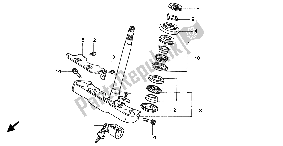 Todas las partes para Vástago De Dirección de Honda VT 750C2 1999