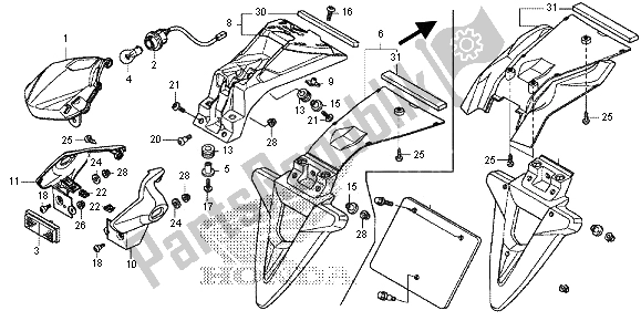 All parts for the Taillight of the Honda NC 700D 2012