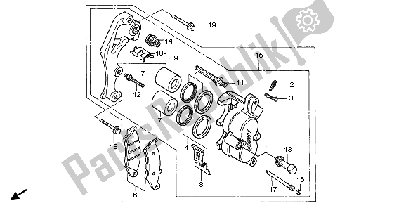 All parts for the Front Brake Caliper of the Honda XR 600R 1998