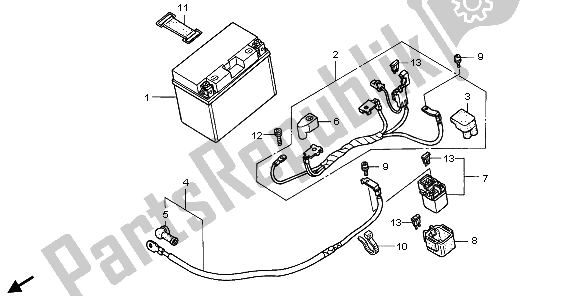 All parts for the Battery of the Honda VFR 800 2009