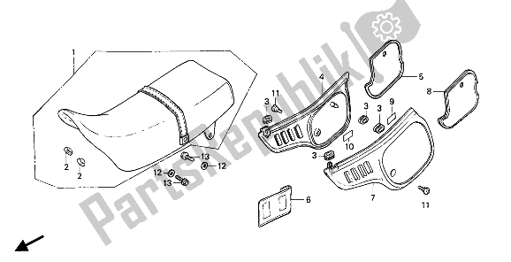 Todas las partes para Asiento Y Cubierta Lateral de Honda MTX 200 RW 1985