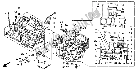 All parts for the Crankcase of the Honda CB 1300A 2009