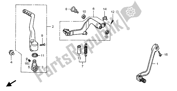 Toutes les pièces pour le Changer La Pédale Et La Pédale De Frein Et Le Coup De Pied Du Démarreur du Honda CR 500R 2000