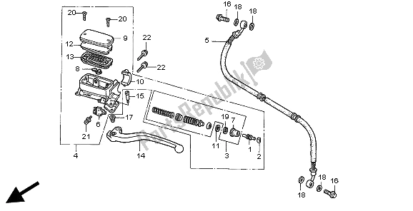 All parts for the Clutch Master Cylinder of the Honda ST 1100 1997