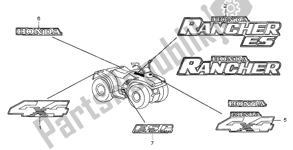 Todas las partes para Marca de Honda TRX 350 FE Fourtrax Rancher 4X4 ES 2003